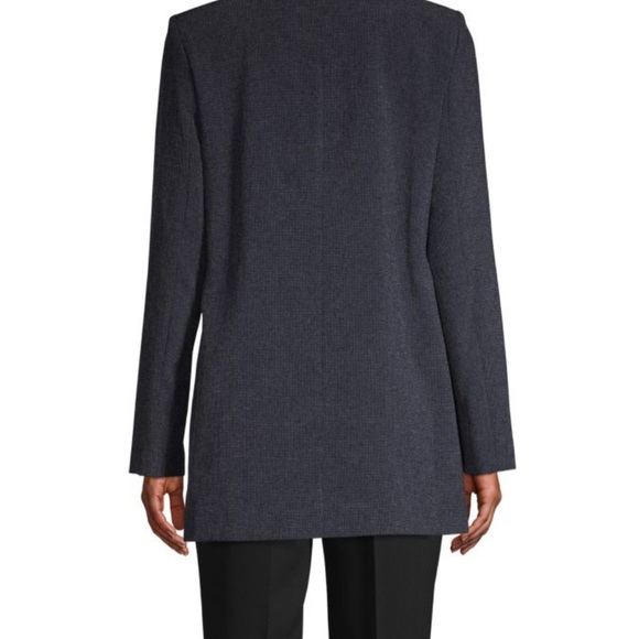 Karl Lagerfeld Blazer Navy Small Long Jacket White Contrast Trim Lined Pockets - Picture 8 of 15
